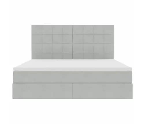 Voodi Led -Ribatuledega Peaga Helehall 160 X 200 Cm Samet