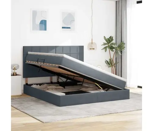 Lova Su Galvūgalio Tamsiai Pilka 160 X 200 Cm Aksomas