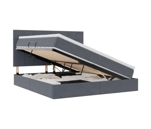 Led-Valgusega Hoiuvoodi Madratsiga Tumehall 180 X 200 Cm Samet