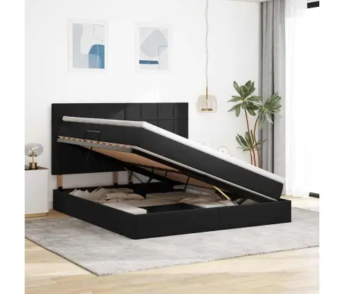 Gulta Ar Led Sloksnes Lukturiem Melna 180 X 200 Cm Samts Vidaxl