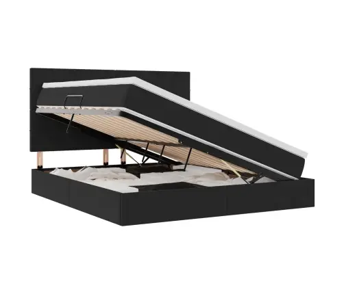 Gulta Ar Led Sloksnes Lukturiem Melna 180 X 200 Cm Samts Vidaxl