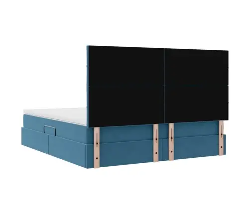 Lova Su Daiktų Laikymo Vieta Ir Led Tamsiai Mėlyna 180 X 200 Cm