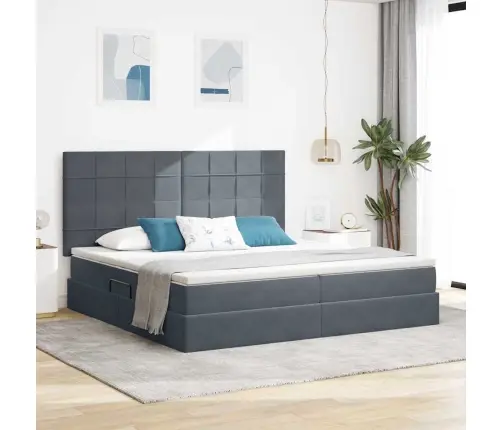 Lova Su Daiktų Laikymo Vieta Ir Led Tamsiai Pilka 200 X 200 Cm