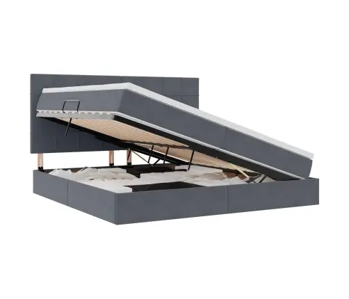 Lova Su Daiktų Laikymo Vieta Ir Led Tamsiai Pilka 200 X 200 Cm