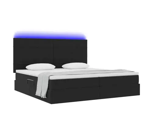 Gulta Ar Led Sloksnes Lukturiem Melna 200 X 200 Cm Samts Vidaxl