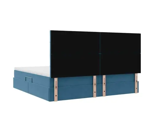 Lova Su Galvūgalio Tamsiai Mėlyna 200 X 200 Cm Aksomas