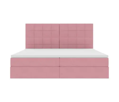 Lova Su Daiktų Laikymo Vieta Ir Led Rožinė 200 X 200 Cm Aksomas