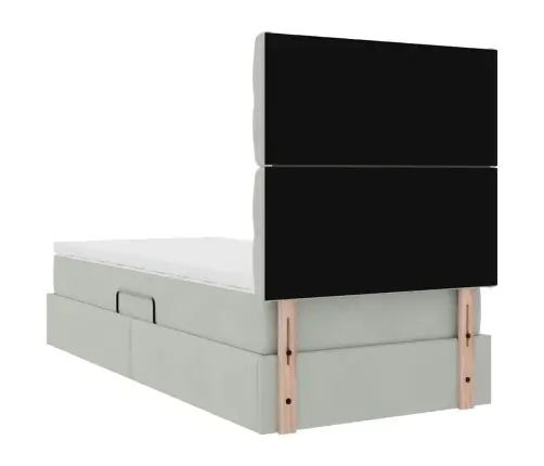 Lova Su Daiktų Laikymo Vieta Ir Led Šviesiai Pilka 90 X 190 Cm