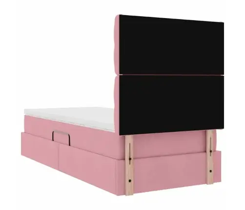 Gulta Ar Uzglabāšanas Vietu Un Led Rozā 90 X 190 Cm Samts Vidaxl