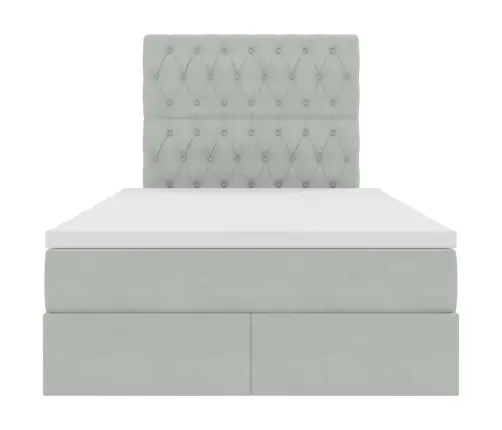 Gulta Ar Led Sloksnes Lukturiem Gaiši Pelēks 120 X 200 Cm Samts Vidaxl