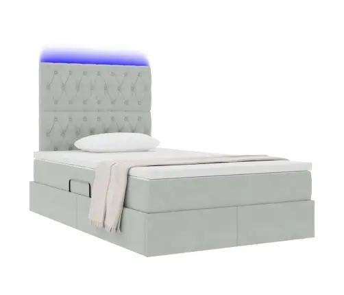 Gulta Ar Led Sloksnes Lukturiem Gaiši Pelēks 120 X 200 Cm Samts Vidaxl