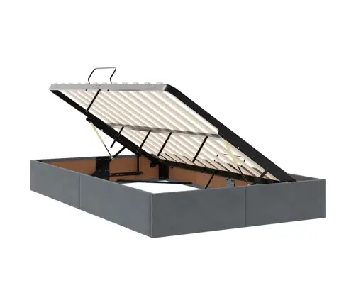 Gulta Ar Led Sloksnes Lukturiem Tumši Pelēks 120 X 200 Cm Samts Vidaxl