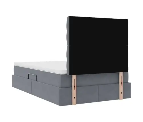 Gulta Ar Led Sloksnes Lukturiem Tumši Pelēks 120 X 200 Cm Samts Vidaxl