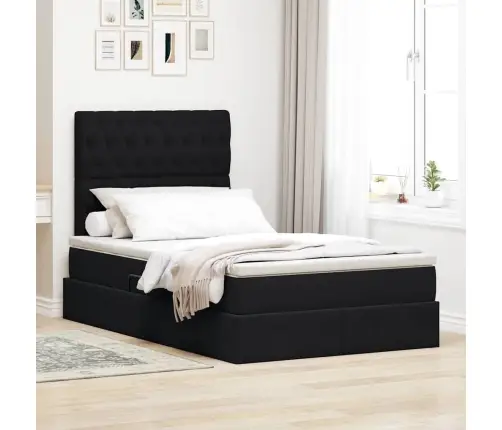 Gulta Ar Led Sloksnes Lukturiem Melna 120 X 200 Cm Samts Vidaxl