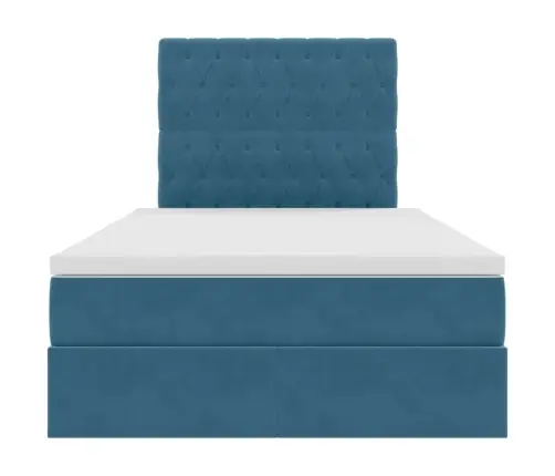 Lova Su Daiktų Laikymo Vieta Ir Led Tamsiai Mėlyna 120 X 200 Cm