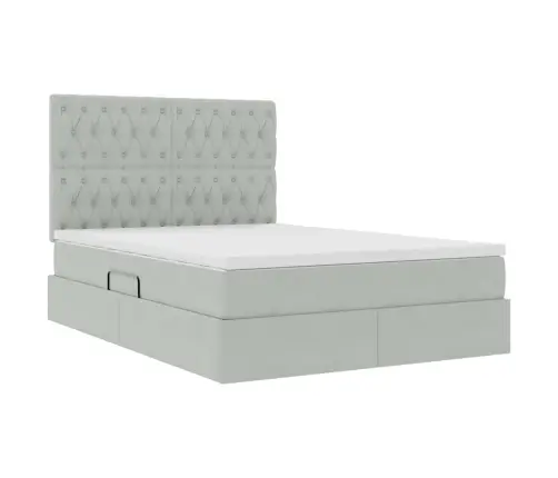 Lova Su Daiktų Laikymo Vieta Ir Led Šviesiai Pilka 140 X 190 Cm