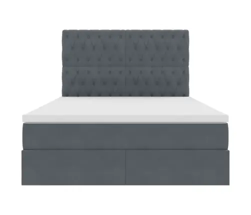 Gulta Ar Led Sloksnes Lukturiem Tumši Pelēks 140 X 200 Cm Samts Vidaxl