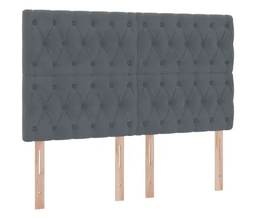 Gulta Ar Led Sloksnes Lukturiem Tumši Pelēks 140 X 200 Cm Samts Vidaxl