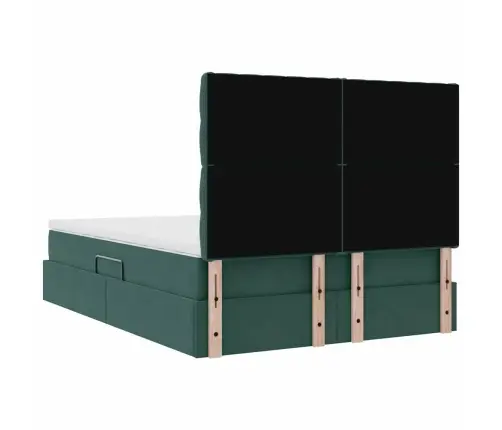 Gulta Ar Led Sloksnes Lukturiem Tumši Zaļš 140 X 200 Cm Samts Vidaxl