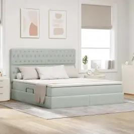 Lova Su Galvūgalio Šviesiai Pilka 180 X 200 Cm Aksomas