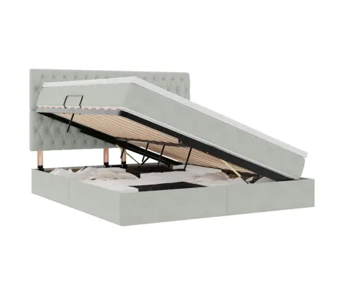 Gulta Ar Led Sloksnes Lukturiem Gaiši Pelēks 180 X 200 Cm Samts Vidaxl