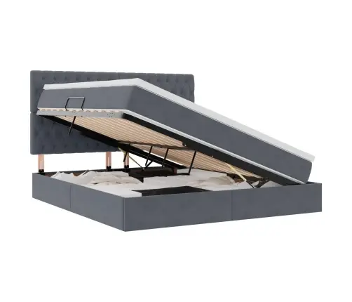 Lova Su Daiktų Laikymo Vieta Ir Led Tamsiai Pilka 180 X 200 Cm