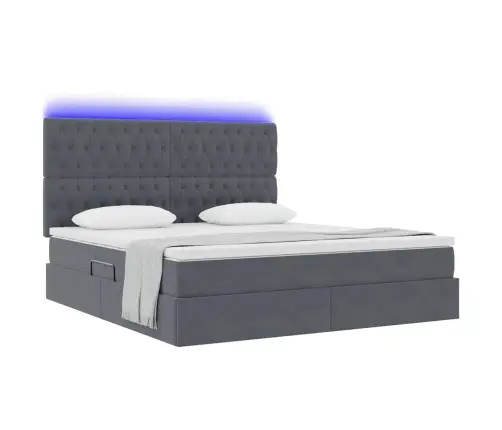 Lova Su Daiktų Laikymo Vieta Ir Led Tamsiai Pilka 180 X 200 Cm