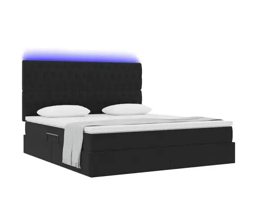 Gulta Ar Led Sloksnes Lukturiem Melna 180 X 200 Cm Samts Vidaxl