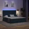 Led-Valgusega Hoiuvoodi Peaga Tumesinine 180 X 200 Cm Samet