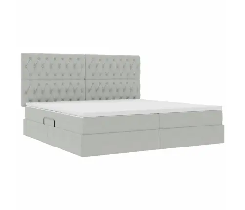 Gulta Ar Led Sloksnes Lukturiem Gaiši Pelēks 200 X 200 Cm Samts Vidaxl