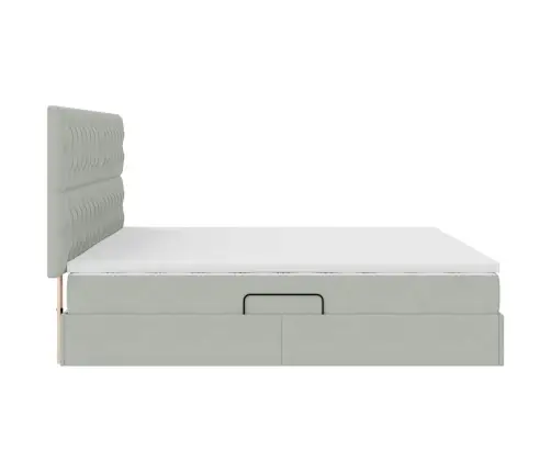 Gulta Ar Led Sloksnes Lukturiem Gaiši Pelēks 200 X 200 Cm Samts Vidaxl