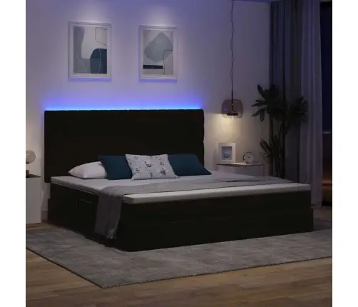 Gulta Ar Led Sloksnes Lukturiem Melna 200 X 200 Cm Samts Vidaxl