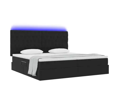 Gulta Ar Led Sloksnes Lukturiem Melna 200 X 200 Cm Samts Vidaxl