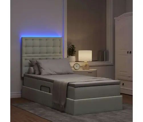 Gulta Ar Uzglabāšanas Vietu Un Led Gaiši Pelēks 90 X 190 Cm Vidaxl