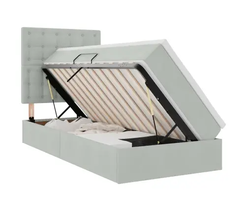 Gulta Ar Uzglabāšanas Vietu Un Led Gaiši Pelēks 90 X 190 Cm Vidaxl