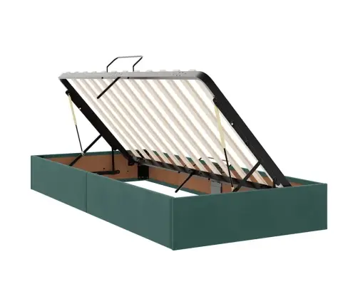 Gulta Ar Uzglabāšanas Vietu Un Led Tumši Zaļš 90 X 190 Cm Samts Vidaxl