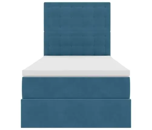 Gulta Ar Uzglabāšanas Vietu Un Led Tumši Zils 90 X 200 Cm Samts Vidaxl