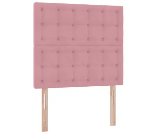 Gulta Ar Uzglabāšanas Vietu Un Led Rozā 90 X 200 Cm Samts Vidaxl