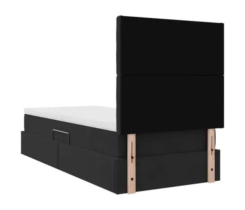 Gulta Ar Uzglabāšanas Vietu Un Led Melna 100 X 200 Cm Samts Vidaxl