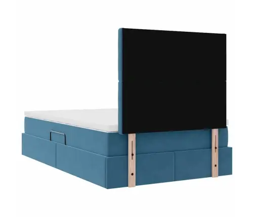 Led-Valgusega Hoiuvoodi Madratsiga Sinine 120 X 190 Cm Samet