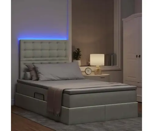 Gulta Ar Led Sloksnes Lukturiem Gaiši Pelēks 120 X 200 Cm Samts Vidaxl