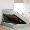 Gulta Ar Led Sloksnes Lukturiem Gaiši Pelēks 120 X 200 Cm Samts Vidaxl