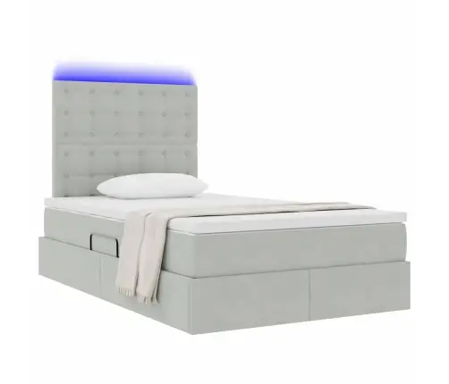 Gulta Ar Led Sloksnes Lukturiem Gaiši Pelēks 120 X 200 Cm Samts Vidaxl