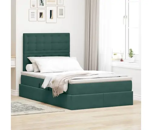 Lova Su Daiktų Laikymo Vieta Ir Led Tamsiai Žalia 120 X 200 Cm