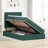 Lova Su Daiktų Laikymo Vieta Ir Led Tamsiai Žalia 120 X 200 Cm