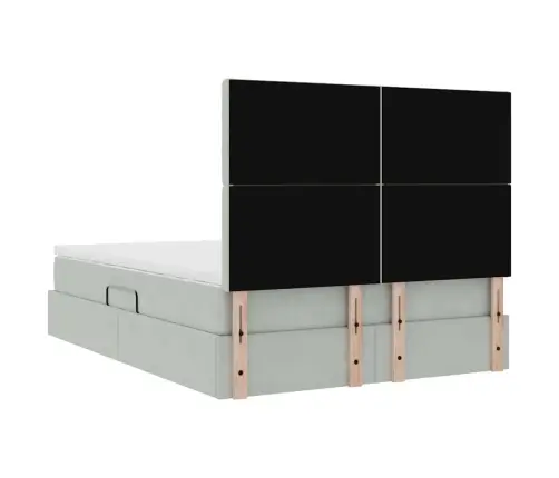 Gulta Ar Led Sloksnes Lukturiem Gaiši Pelēks 140 X 190 Cm Samts Vidaxl