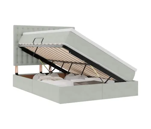 Gulta Ar Led Sloksnes Lukturiem Gaiši Pelēks 140 X 190 Cm Samts Vidaxl