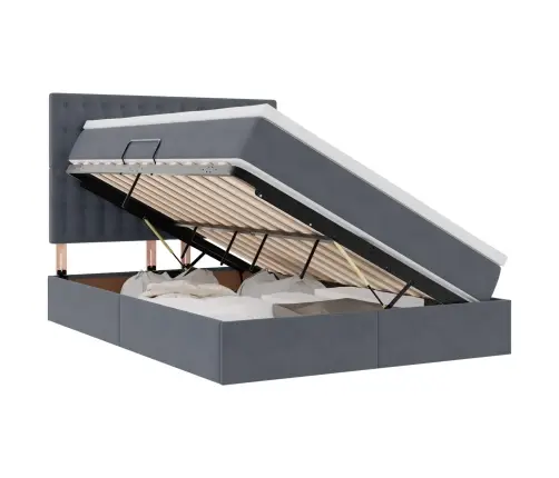 Lova Su Daiktų Laikymo Vieta Ir Led Tamsiai Pilka 140 X 190 Cm