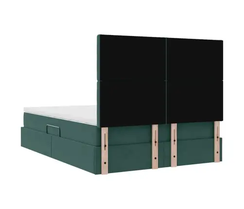 Led-Valgusega Hoiuvoodi Peaga Tume Rohelise 140 X 190 Cm Samet