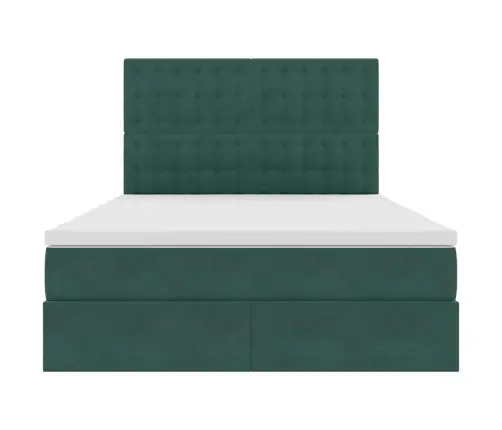 Led-Valgusega Hoiuvoodi Peaga Tume Rohelise 140 X 190 Cm Samet